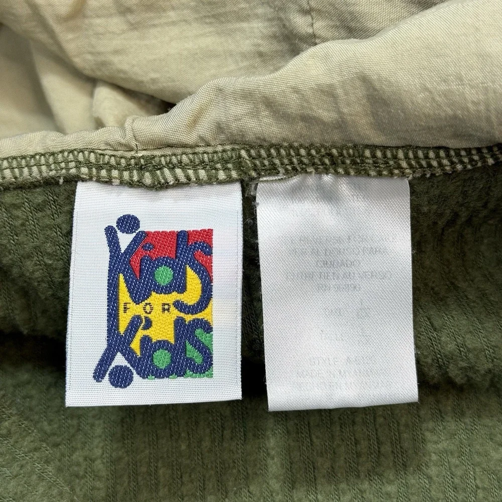 VTG‎ Y2K Kids For Kids Snowboarder Hoodie Green Zip Jacket Girls Size 6 2000s